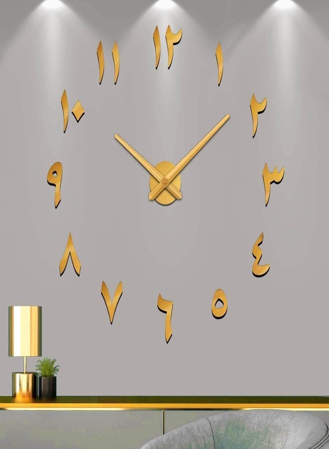 VANGOLD Large DIY Wall Clock, 2-Year Warranty Modern 3D Wall Clock with Eastern Arabic Numerals for Home Office Christmas Decorations Gift (Gold) - Image 1